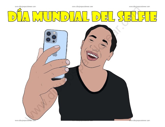 Día mundial del Selfie dibujo a color y para colorear